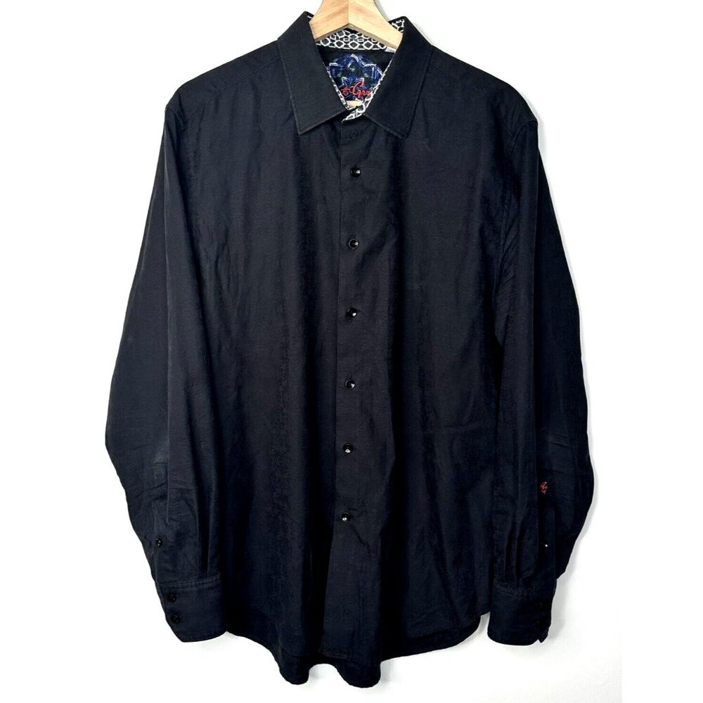 Robert Graham Mens Shirt Textured Design Knowledge Wisdom Truth Black Size Large